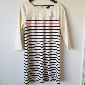 H&M Black and Cream Striped Dress - SZ L NWT